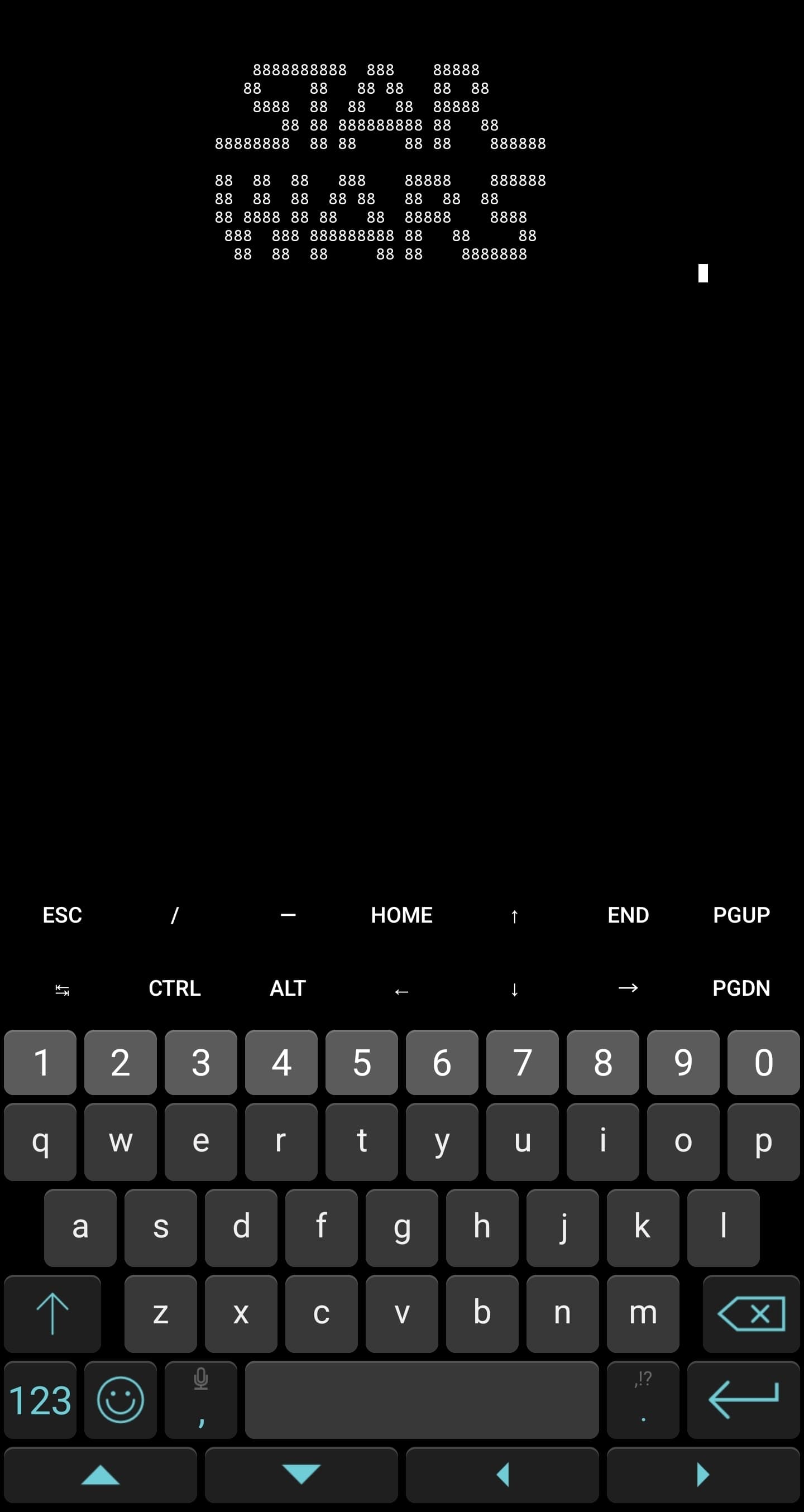 Termux displaying Star Wars entirely made from ASCII art.